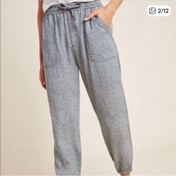 Anthropologie Orana Gray Pebble Print Jogger Pants - Picture 2 of 9